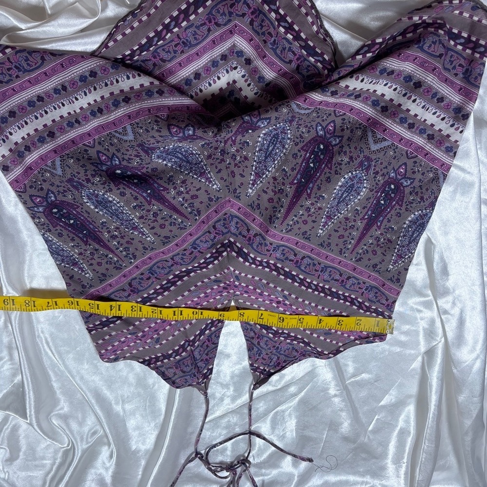 y2k Halter Top Purple Excellent Band of Gypsies Paisley Handkerchief Hem Cotton - Picture 5 of 6